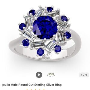 Jeulia Halo Round Cut Sterling Silver Ring.  Very high quality costume jewelry.